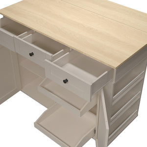 Rolling Kitchen Island with Drop Leaf Countertop & Charging Station