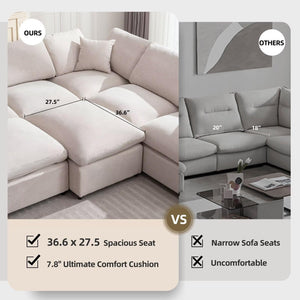 Modular Sectional Sofa 7-Seater L-Shaped with Ottoman