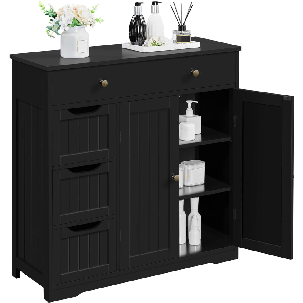 Storage Cabinet with 4 Drawers, 2 Doors & Adjustable Shelves