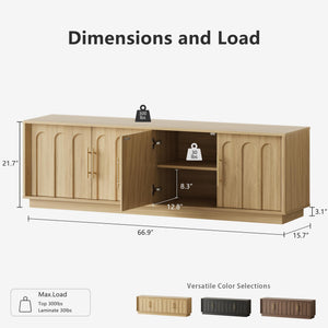 Mid-Century Modern TV Stand for 75 Inch TV – 67" Arched Media Console