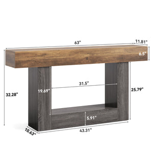 63-Inch 2-Tier Console Table | Farmhouse Sofa & Entryway Table
