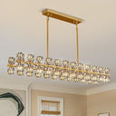 Gold K9 Crystal Rectangular Chandelier with Adjustable Height
