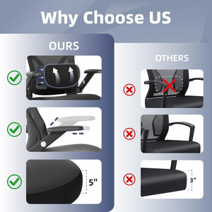 Ergonomic Office Chair with Lumbar Support, Mesh Back & PU Leather Seat