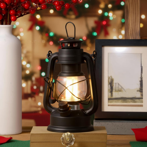 Vintage LED Camping Lanterns Set of 16 – Battery Operated Metal Hurricane Lanterns with Dimmer Switch