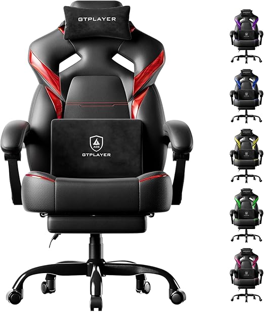 Gaming Chair with Footrest, High Back, 350 lbs Capacity