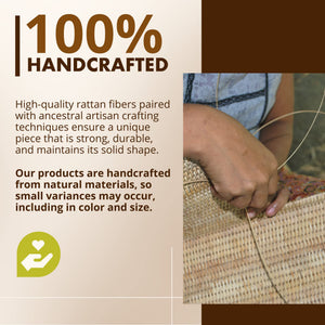 Round Rattan Storage Basket with Handles