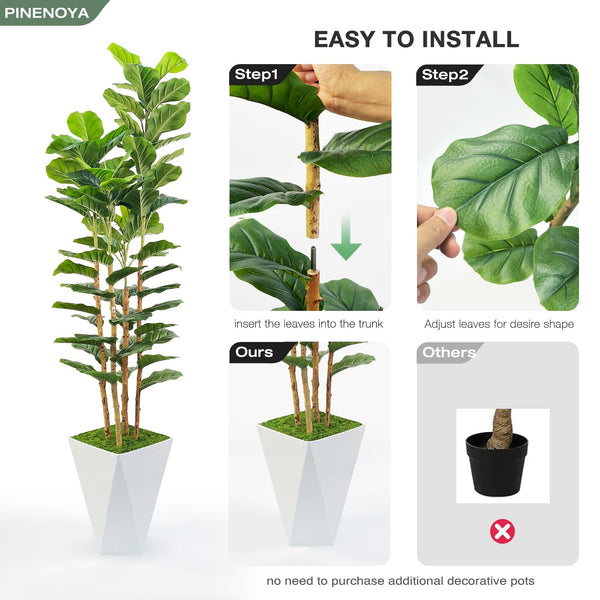Artificial Fiddle Leaf Fig Tree with Planter – 6 ft
