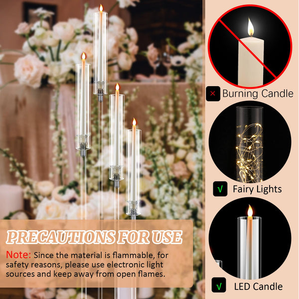 Acrylic Floor Candelabra with 4 Arms & Shades – Set of 6