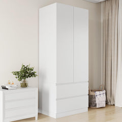 Freestanding Wardrobe Cabinet with Doors & Drawers