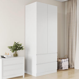 Freestanding Wardrobe Cabinet with Doors & Drawers