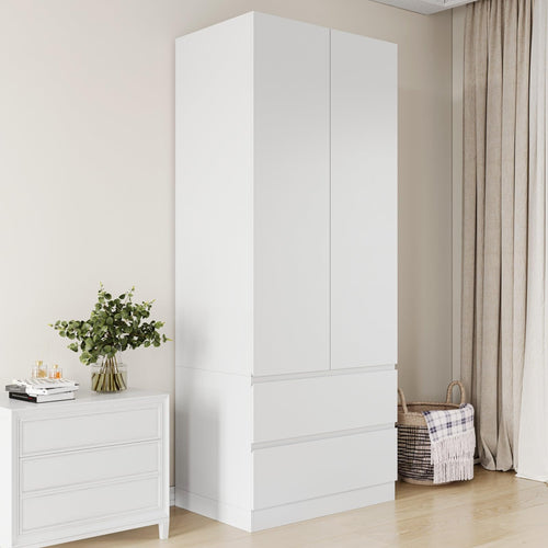 Freestanding Wardrobe Cabinet with Doors & Drawers
