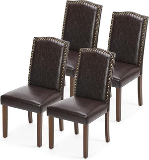 Dining Chairs Set with Wooden Legs & Padded Seat