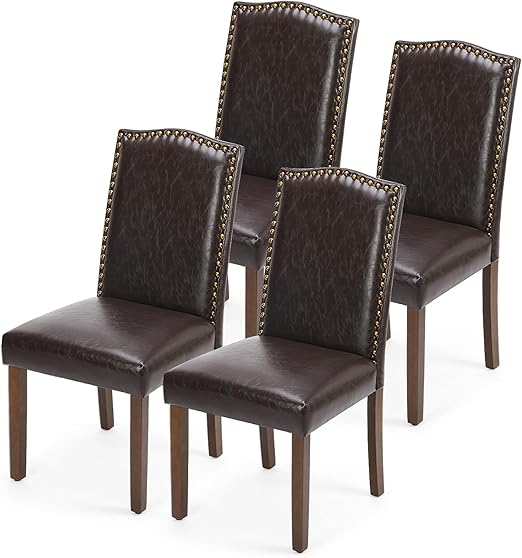 Dining Chairs Set with Wooden Legs & Padded Seat
