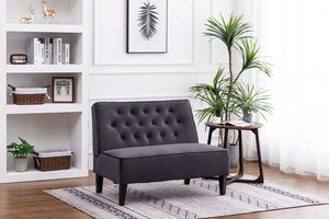 Button Tufted Loveseat Settee – 2-Seat Upholstered Sofa Bench