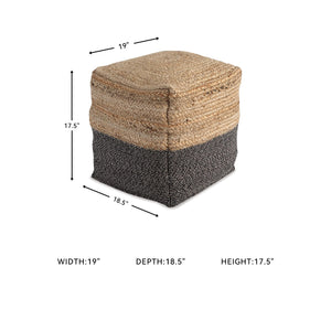 Jute Braided Pouf Ottoman – Brown & Black