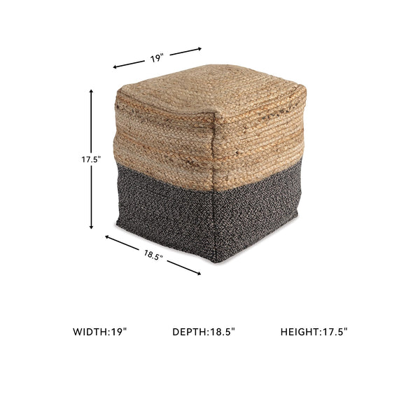 Jute Braided Pouf Ottoman – Brown & Black