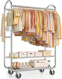 Heavy Duty Double Rod Rolling Garment Rack