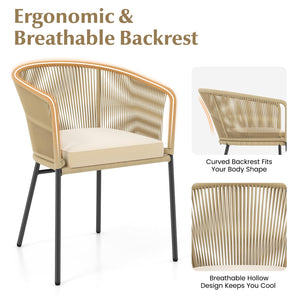 Patio Dining Chairs Set of 4 with Cushions & Armrests