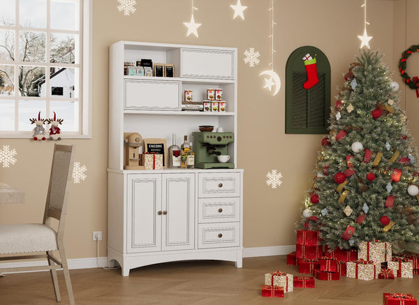 71" Tall Kitchen Pantry Cabinet with Charging Station
