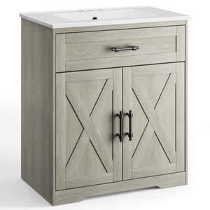 30-Inch Farmhouse Bathroom Vanity with Ceramic Sink