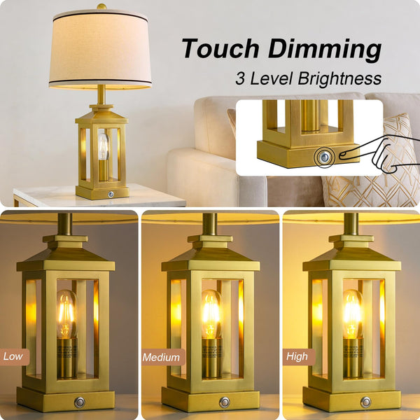 Dimmable Touch Table Lamp with USB Ports & Night Light
