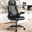 Ergonomic High-Back PU Leather Office Chair with Adjustable Headrest & Flip-Up Arms