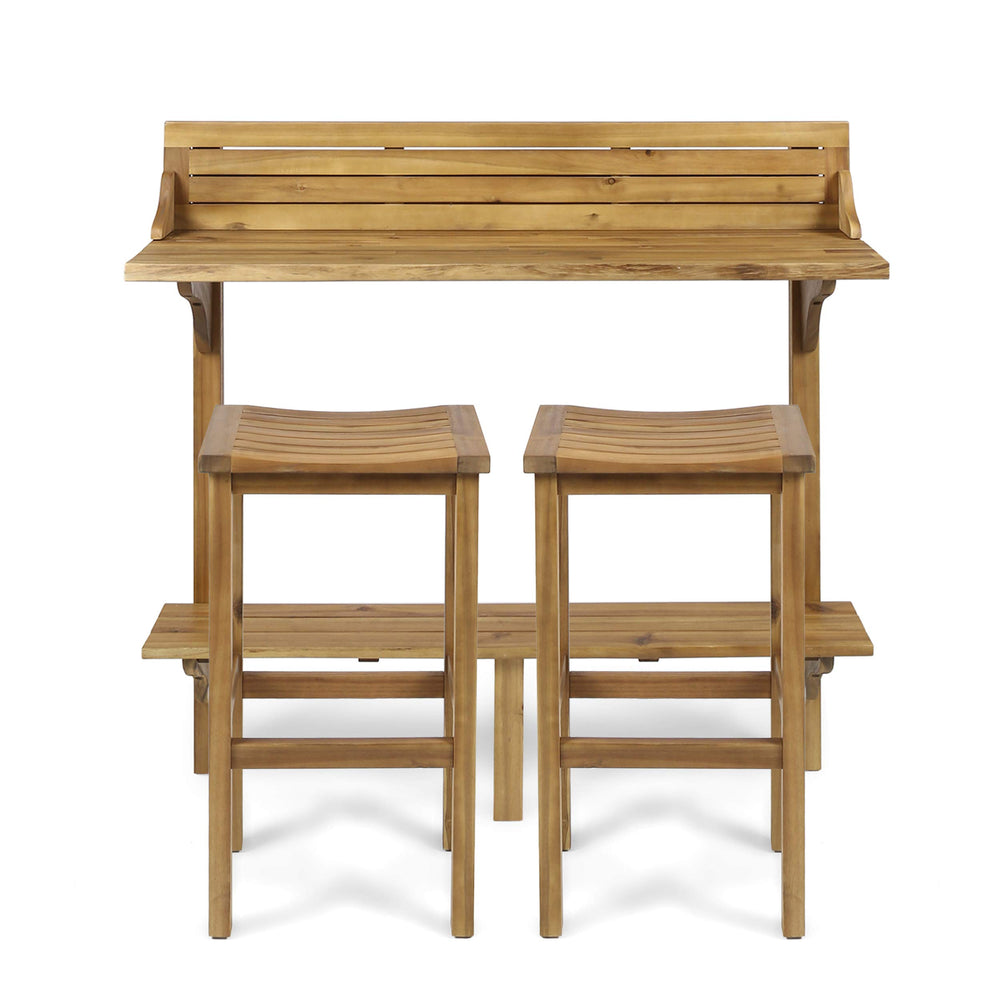 Outdoor Acacia Wood Balcony Bar Set, 3-Piece