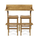 Outdoor Acacia Wood Balcony Bar Set, 3-Piece