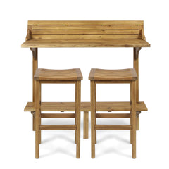 Outdoor Acacia Wood Balcony Bar Set, 3-Piece