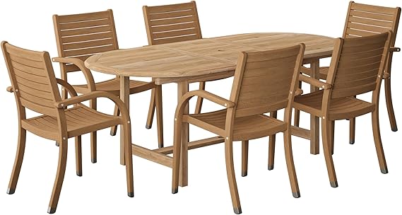 7-Piece Oval Teak Outdoor Dining Set