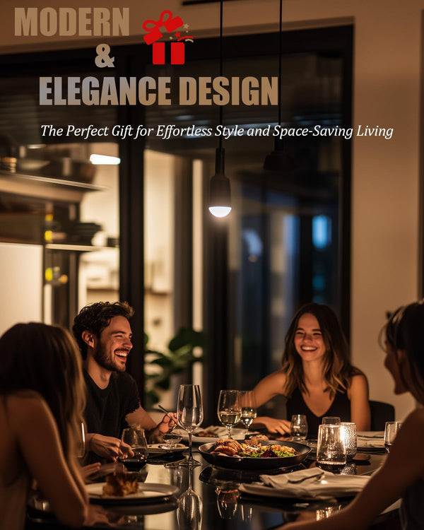 5-Piece Tempered Glass Dining Table Set with PU Leather Chairs