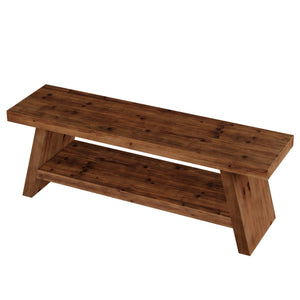 Entryway Bench with Shoe Storage – 2-Tier Solid Wood
