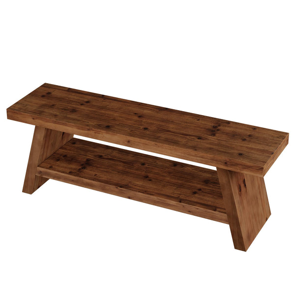 Entryway Bench with Shoe Storage – 2-Tier Solid Wood