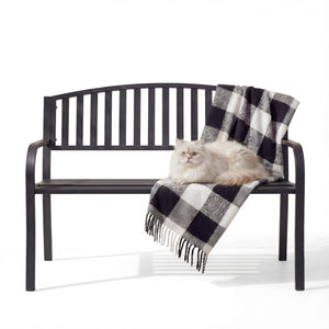 50" Outdoor Metal Garden Bench with Backrest & Armrests