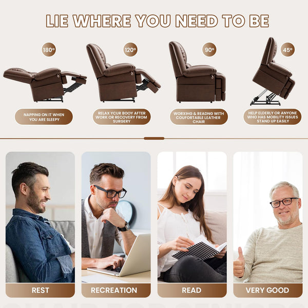 Power Lift Recliner Chair with Dual Motor, Massage & Heat