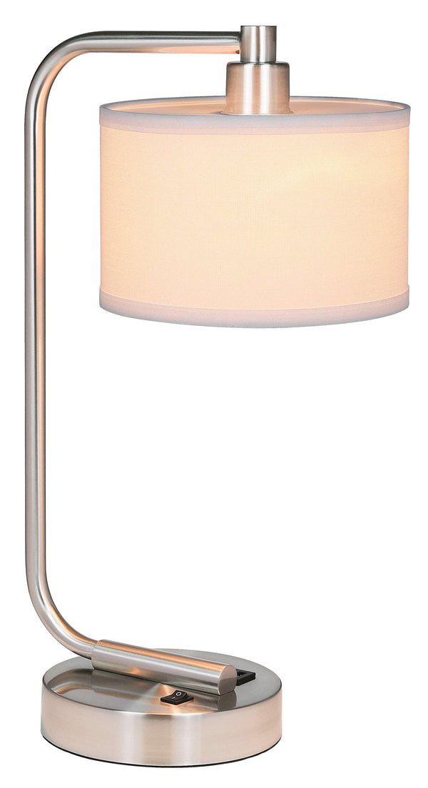 Modern Table Lamp with USB Charging Port & Fabric Shade