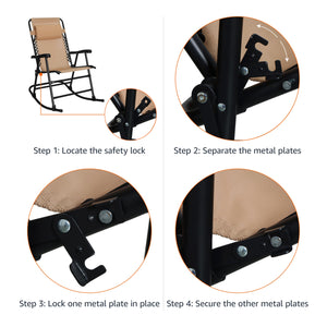 Folding Outdoor Rocking Chair with Padded Headrest