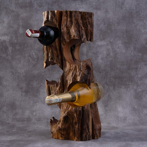 Rustic Solid Wood Countertop Wine Rack – Holds 5 Bottles