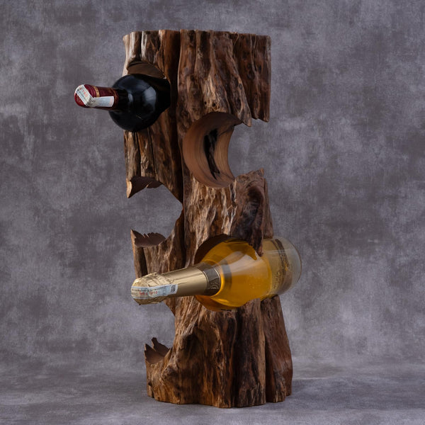 Rustic Solid Wood Countertop Wine Rack – Holds 5 Bottles