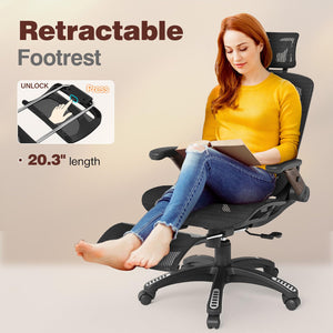 Ergonomic Office Chair with Footrest & Reclining High Back Mesh
