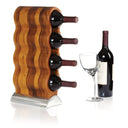4-Bottle Acacia Wood Wine Rack with Metal Base