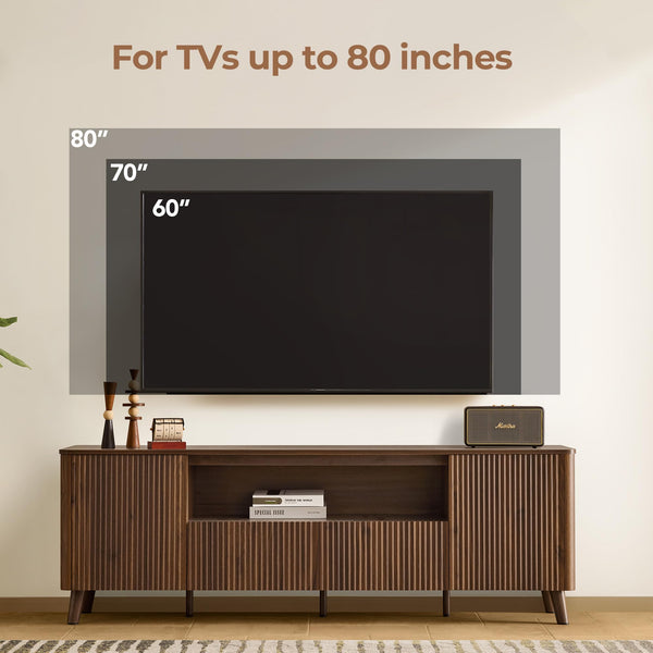 TV Stand for 80 Inch TV with Storage, Drawers & Adjustable Shelves