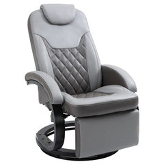 Grey Swivel Recliner Chair with Footrest