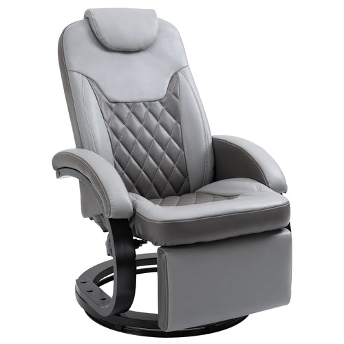 Grey Swivel Recliner Chair with Footrest