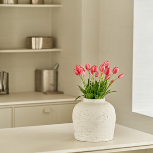 White Ceramic Oval Vase – Zen Minimalist Farmhouse Decor