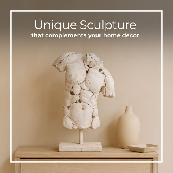 25" Resin Male Torso Sculpture | Modern Decorative Figurine