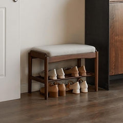 Black Walnut Shoe Bench with Cushion