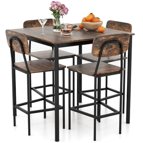 5-Piece Counter Height Dining Table Set with 4 Bar Stools