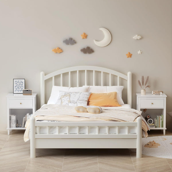 Wooden Nightstand with Drawer and Open Storage Shelf