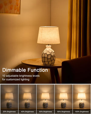 13" Small Ceramic Cordless Table Lamp with Remote, Timer & RGB